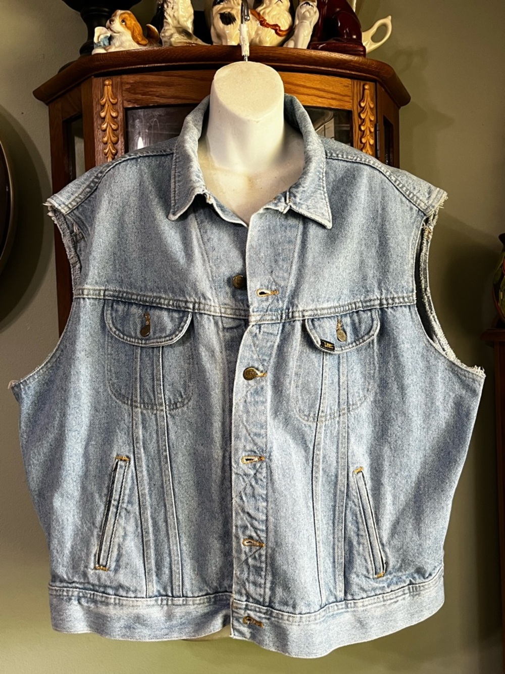 Vintage Lee Riders Denim Truckers Streetwear Moto Vest Size XL